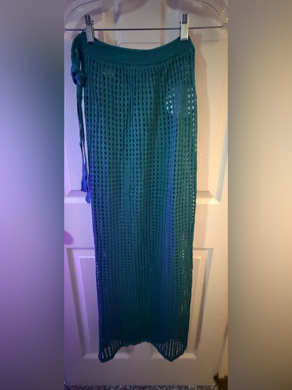 Women’s Teal Crochet Swim Cover-Up skirt wrap